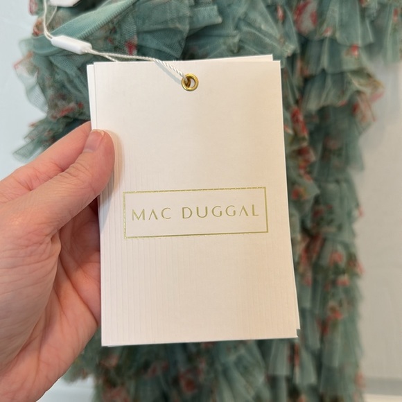 NWT Mac Duggal 8014 Green Ruffle Tiered Short Sleeve A Line Dress Size 6 - Picture 13 of 15